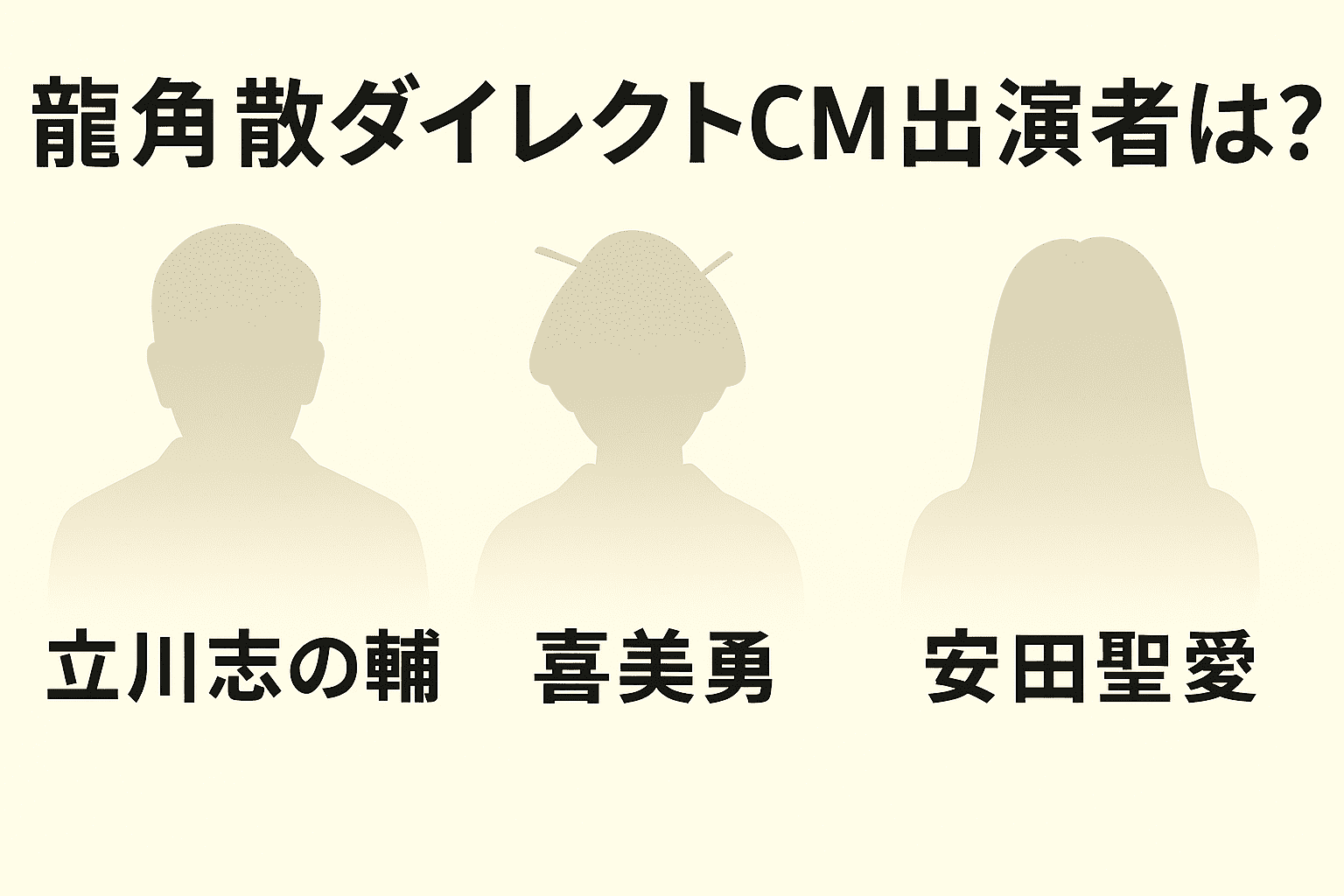 龍角散ダイレクトCMに出演している立川志の輔・喜美勇・安田聖愛のイメージ画像